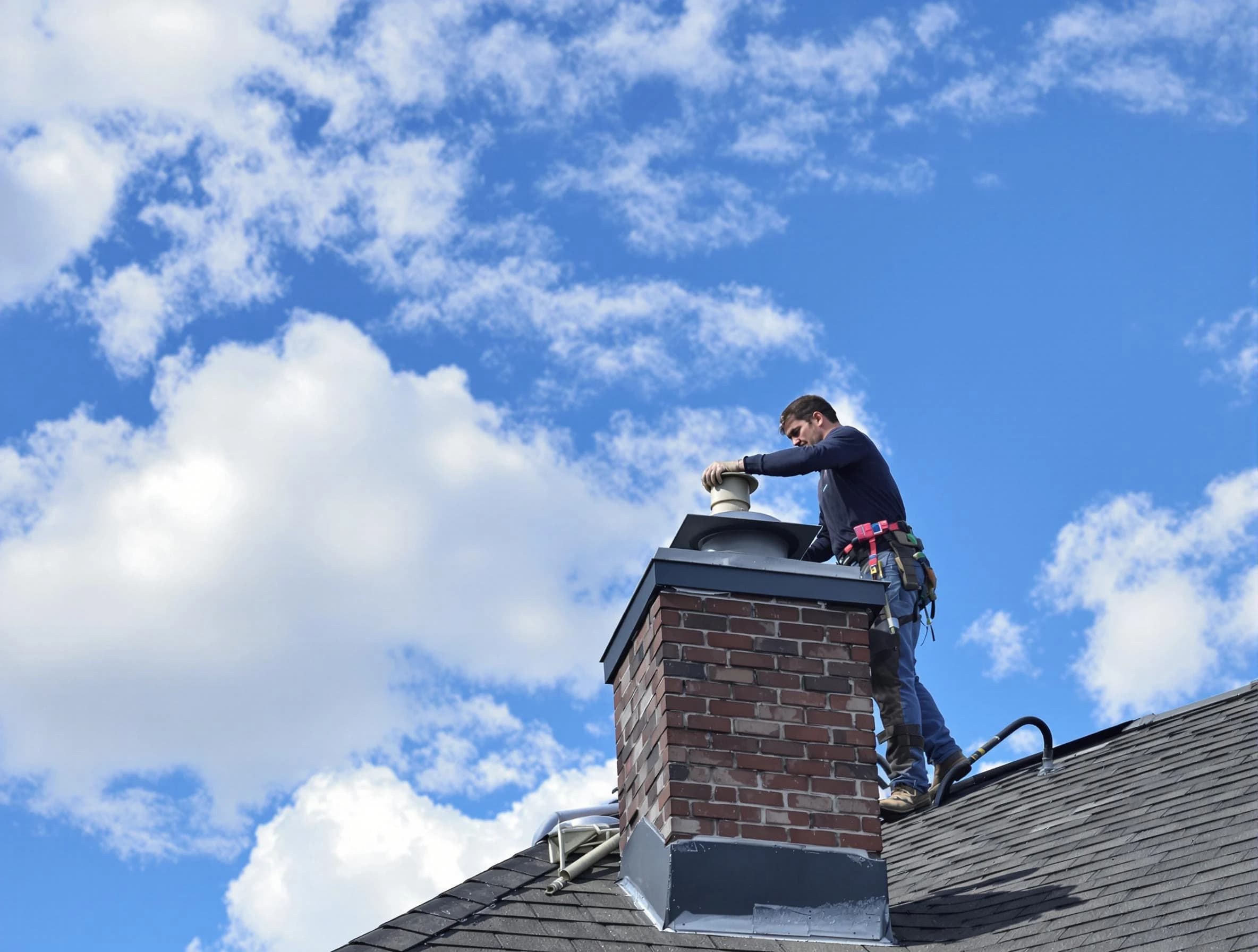 North Fayette Chimney Sweep installing a sturdy chimney cap in North Fayette, PA