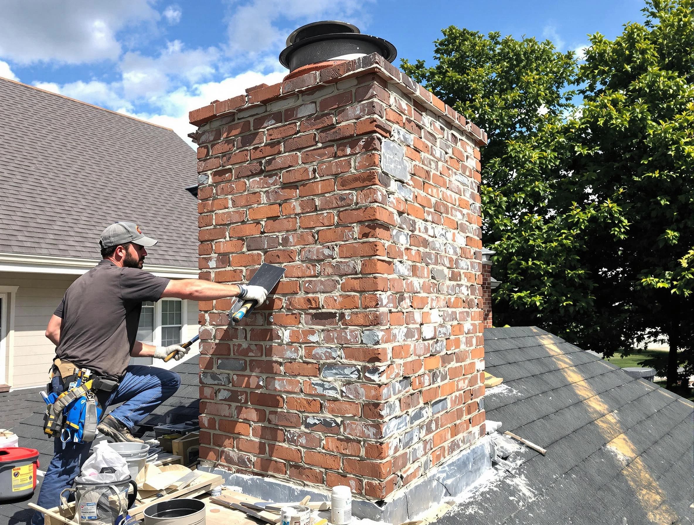 Completed chimney rebuild by North Fayette Chimney Sweep in North Fayette, PA