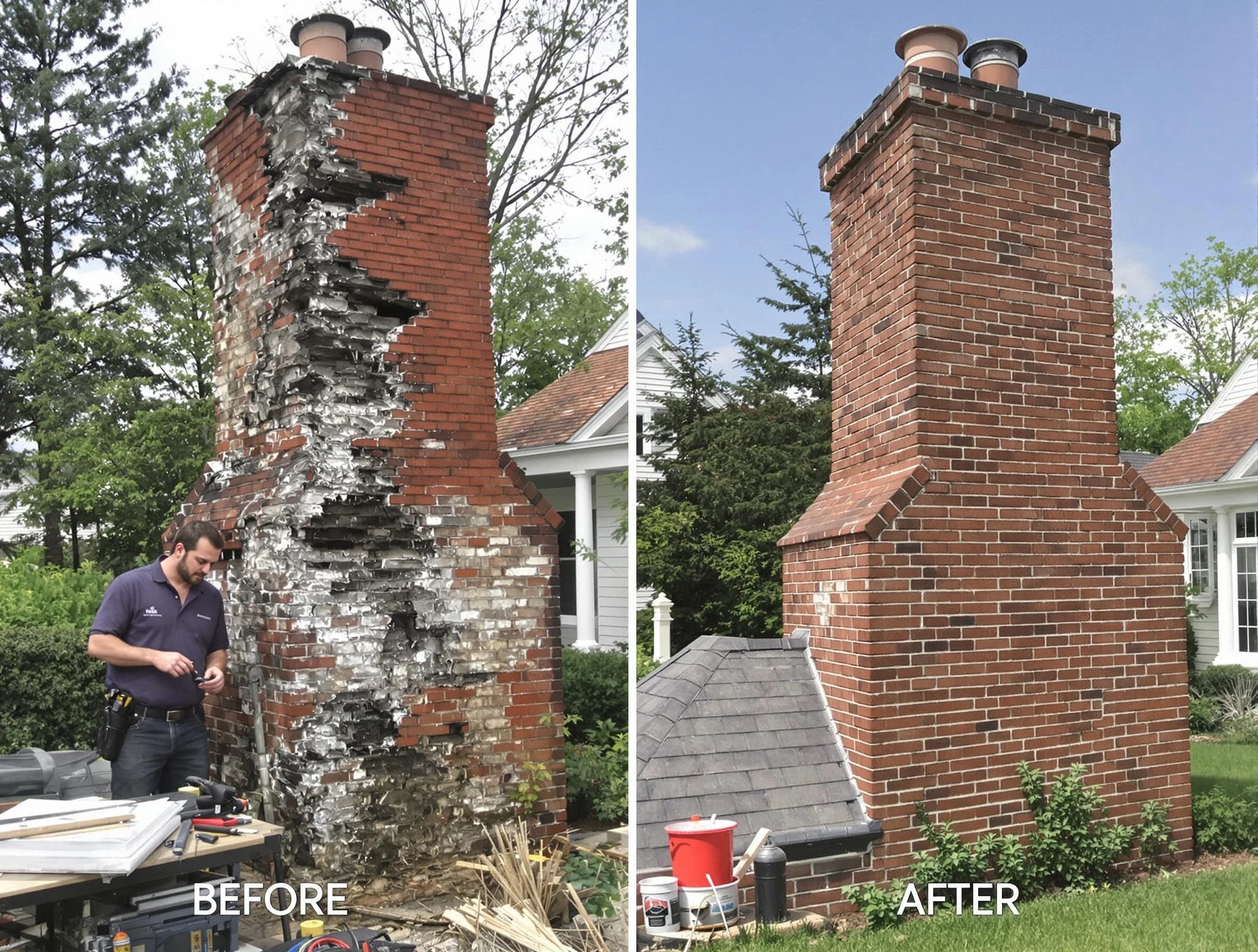 North Fayette Chimney Sweep performing a full chimney restoration in North Fayette, PA
