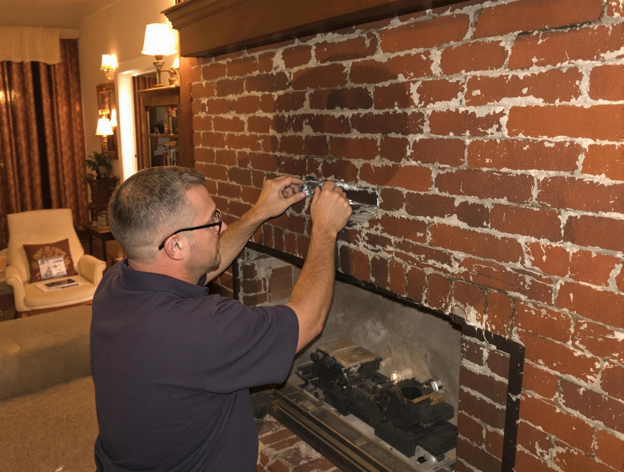 North Fayette Chimney Sweep expert fixing a fireplace in North Fayette, PA