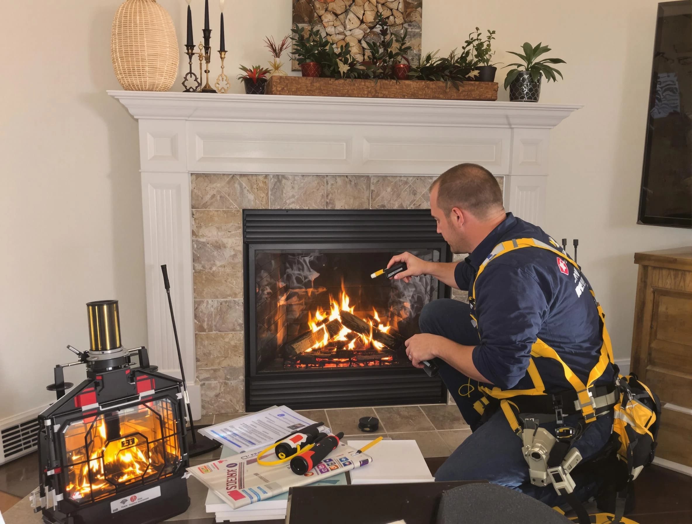 Safety-focused fireplace inspection by North Fayette Chimney Sweep in North Fayette, PA