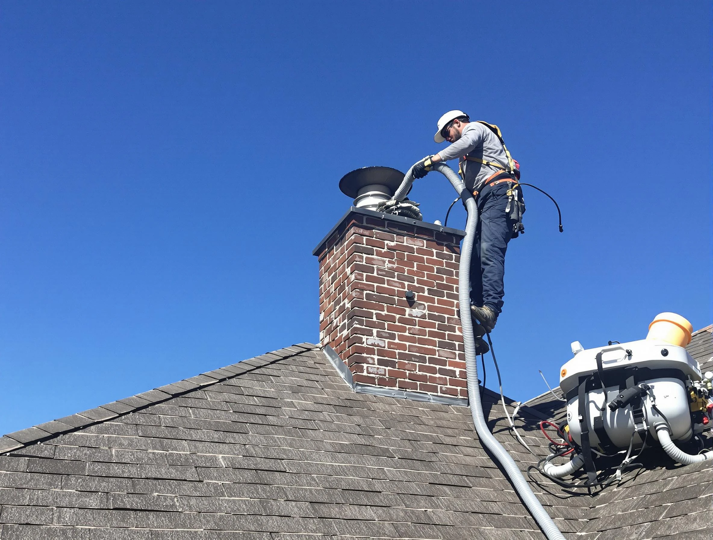 Dedicated North Fayette Chimney Sweep team member cleaning a chimney in North Fayette, PA