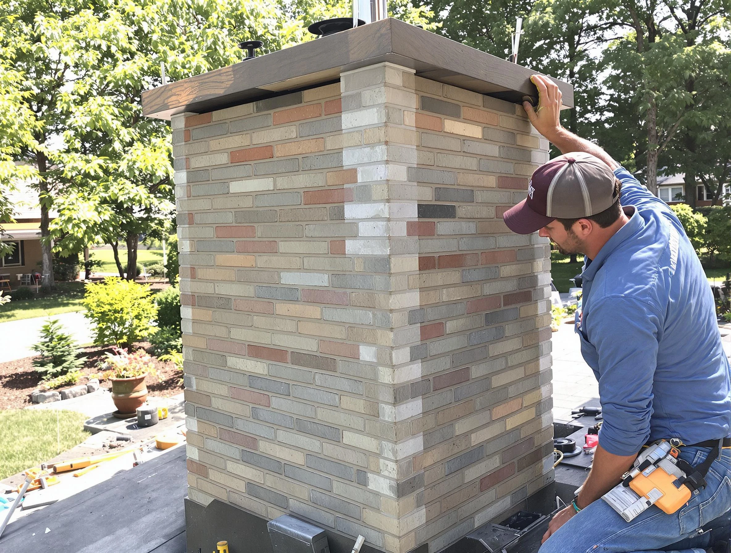North Fayette Chimney Sweep completing a modern chimney remodel in North Fayette, PA