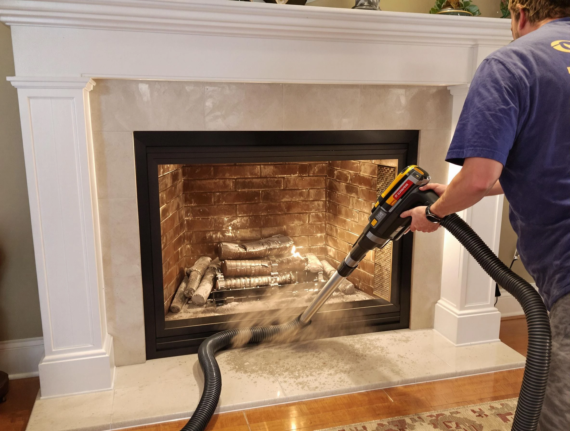 Fireplace cleaning performed by North Fayette Chimney Sweep in North Fayette, PA